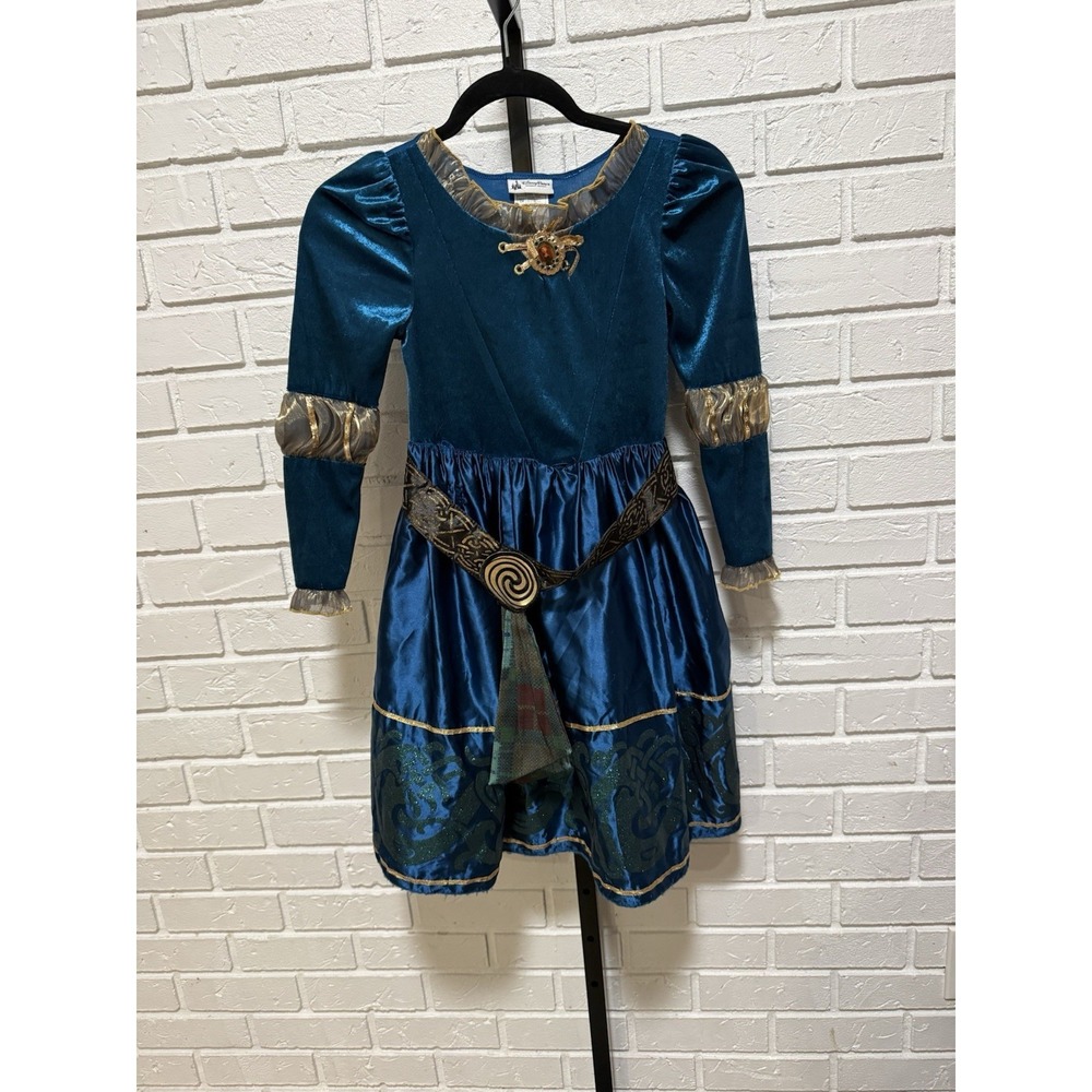 Disney Parks Merida Brave Costume Dress Girls Small Blue Celtic Princess Hallowe